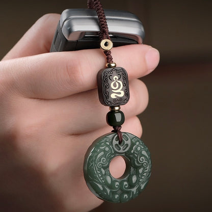 Hetian Jade Pixiu Peace Amulet Keychain