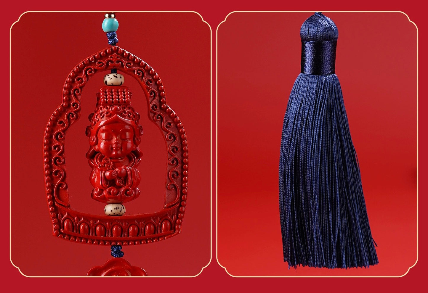 Imperial Red Cinnabar Mazu Car Charm