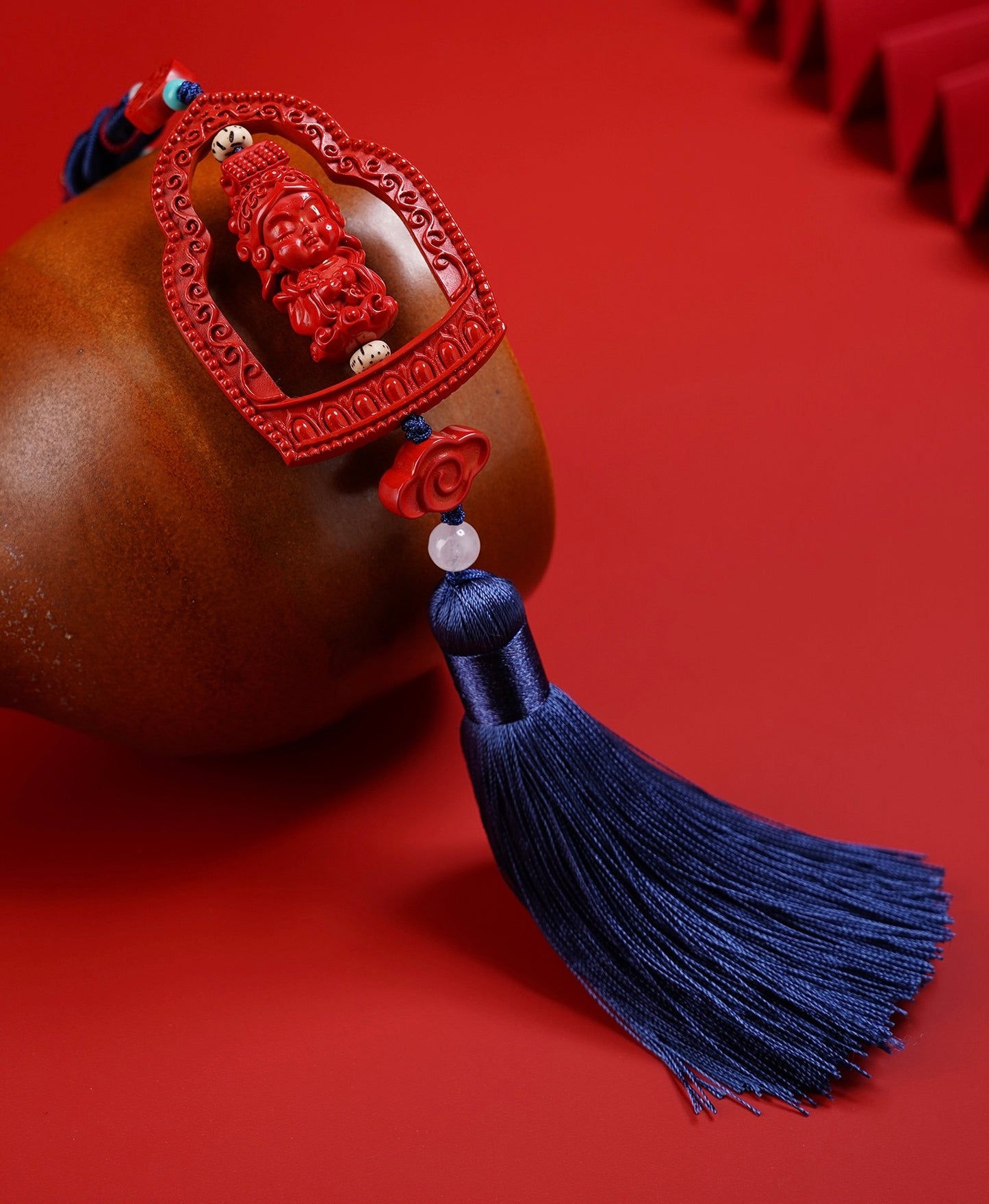 Imperial Red Cinnabar Mazu Car Charm