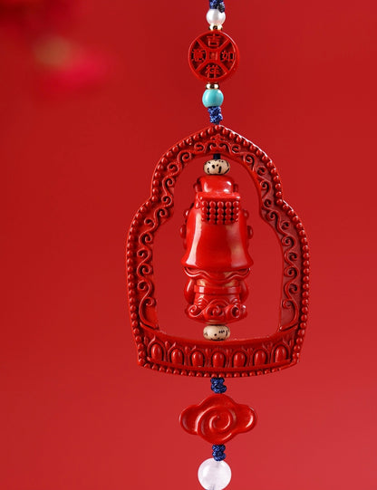 Imperial Red Cinnabar Mazu Car Charm