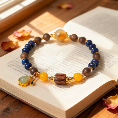 Fortune & Karma Lapis Lazuli Agarwood Fortune Gourd Bracelet