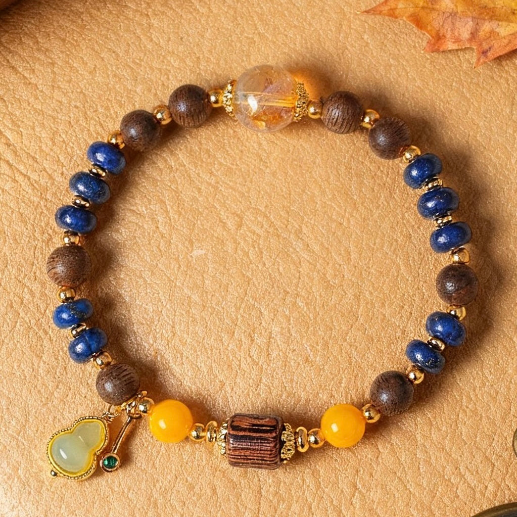 Fortune & Karma Lapis Lazuli Agarwood Fortune Gourd Bracelet