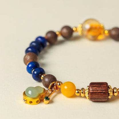 Fortune & Karma Lapis Lazuli Agarwood Fortune Gourd Bracelet