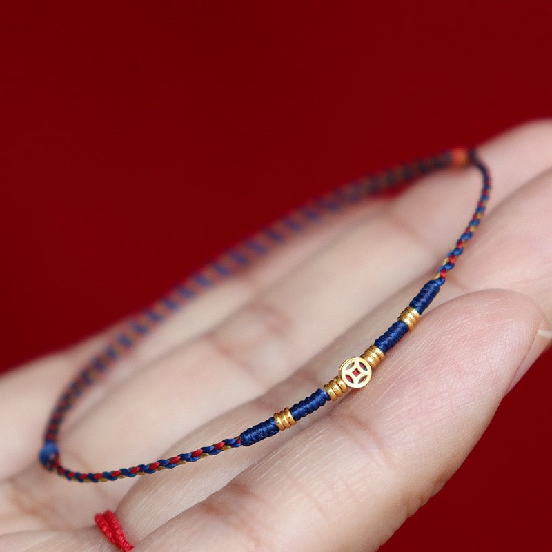 Lucky Coin Braided Cord Bracelet