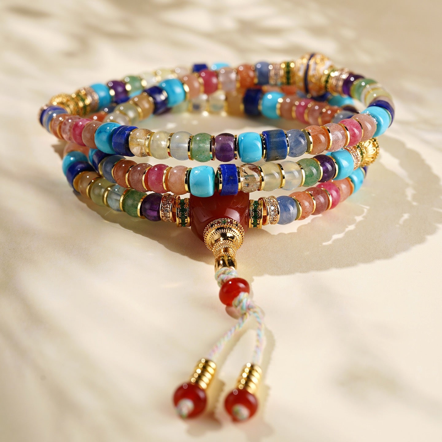 Multi Gem Fortune Mala Bracelet