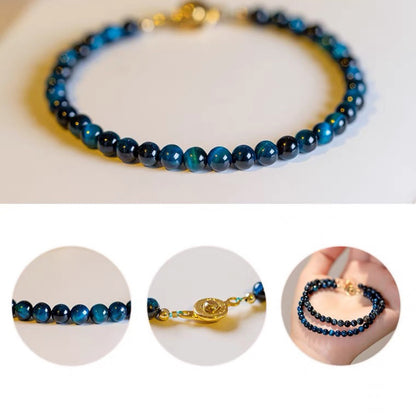 Natural Blue Tiger Eye Stone Protection Chain Bracelet - Fortune & Karma