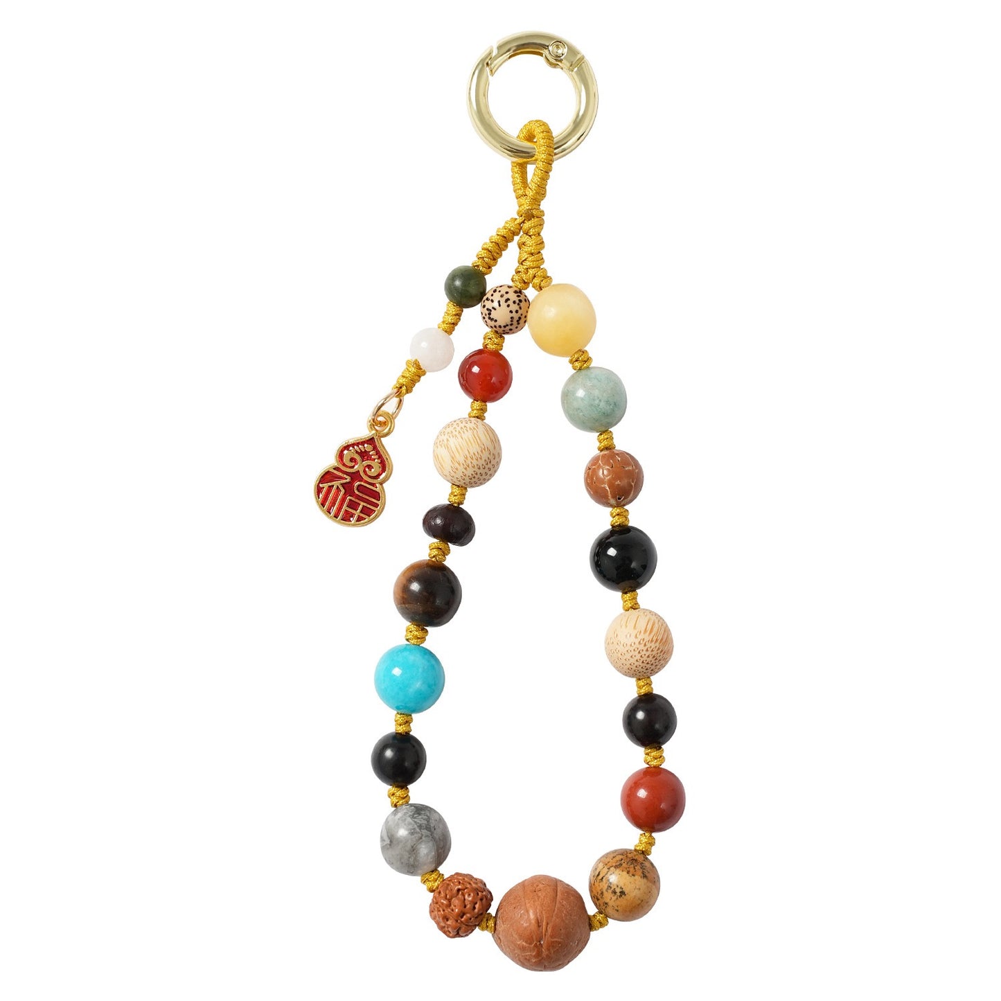 Fortune & Karma Natural Eighteen-Seed Gourd Phone Charm