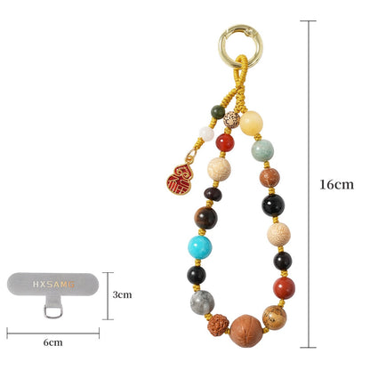 Fortune & Karma Natural Eighteen-Seed Gourd Phone Charm