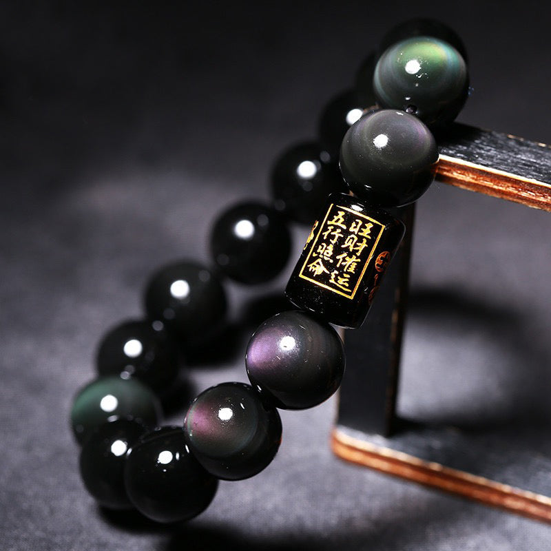 Natural Rainbow Obsidian Positive Transformation Bracelet