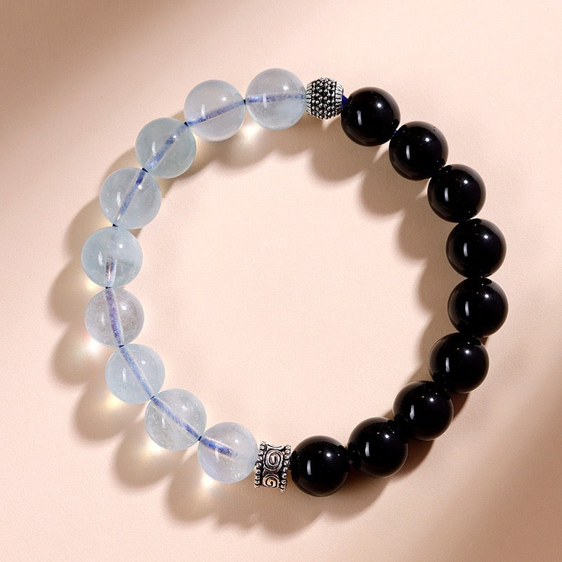 Obsidian Aquamarine Wisdom Bracelet