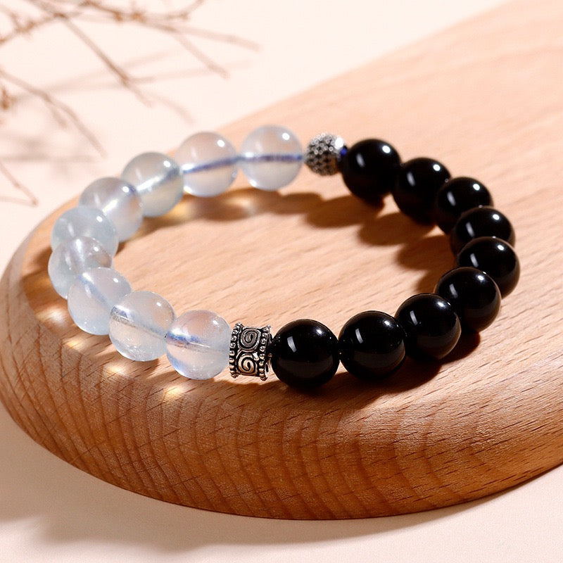 Obsidian Aquamarine Wisdom Bracelet