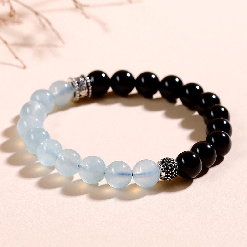 Obsidian Aquamarine Wisdom Bracelet