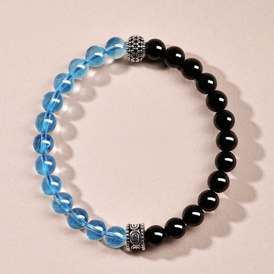 Obsidian Aquamarine Wisdom Bracelet
