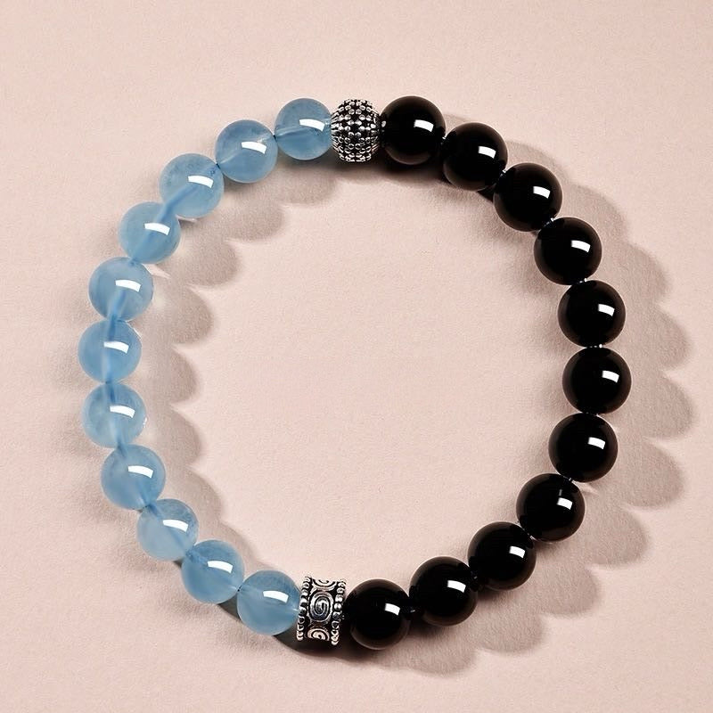 Obsidian Aquamarine Wisdom Bracelet