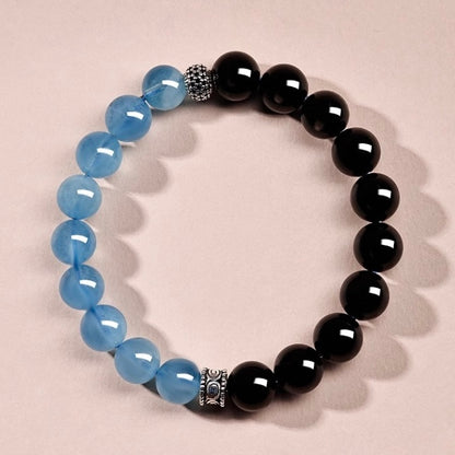Obsidian Aquamarine Wisdom Bracelet