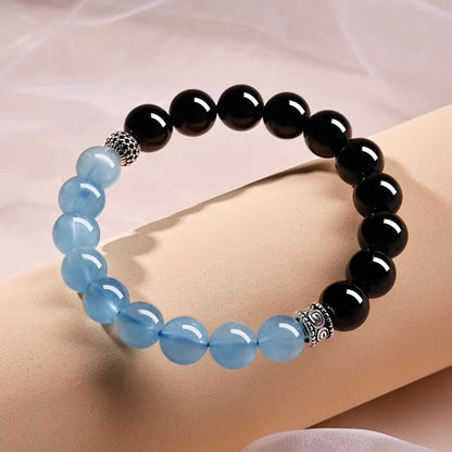 Obsidian Aquamarine Wisdom Bracelet
