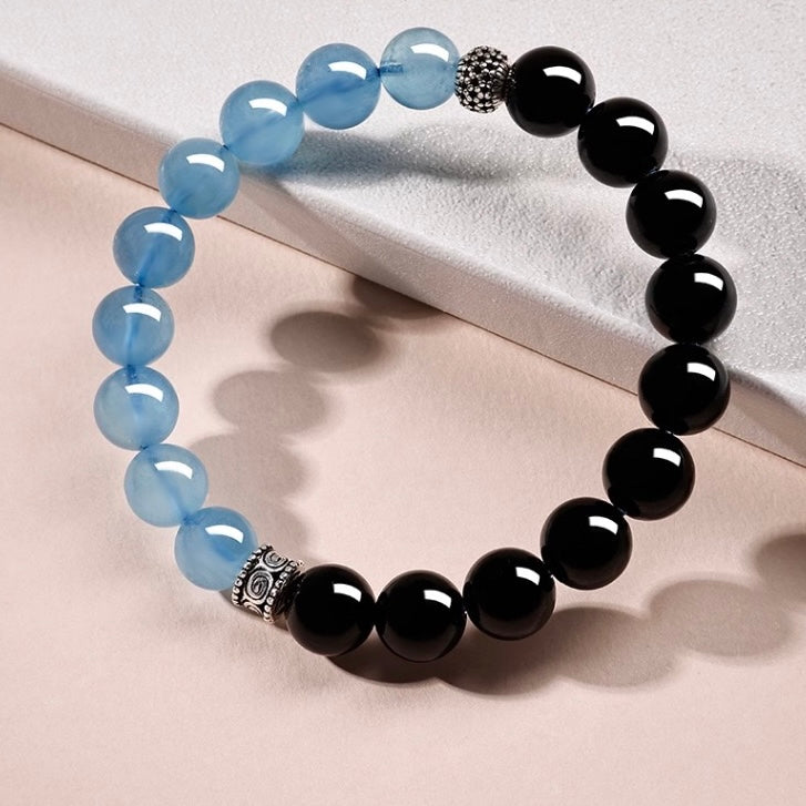Obsidian Aquamarine Wisdom Bracelet