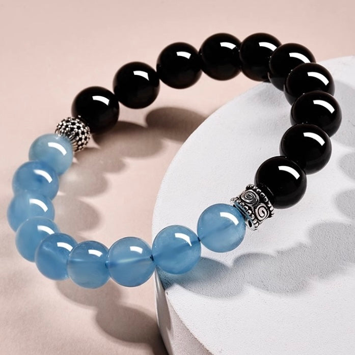 Obsidian Aquamarine Wisdom Bracelet