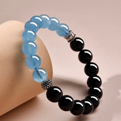 Obsidian Aquamarine Wisdom Bracelet