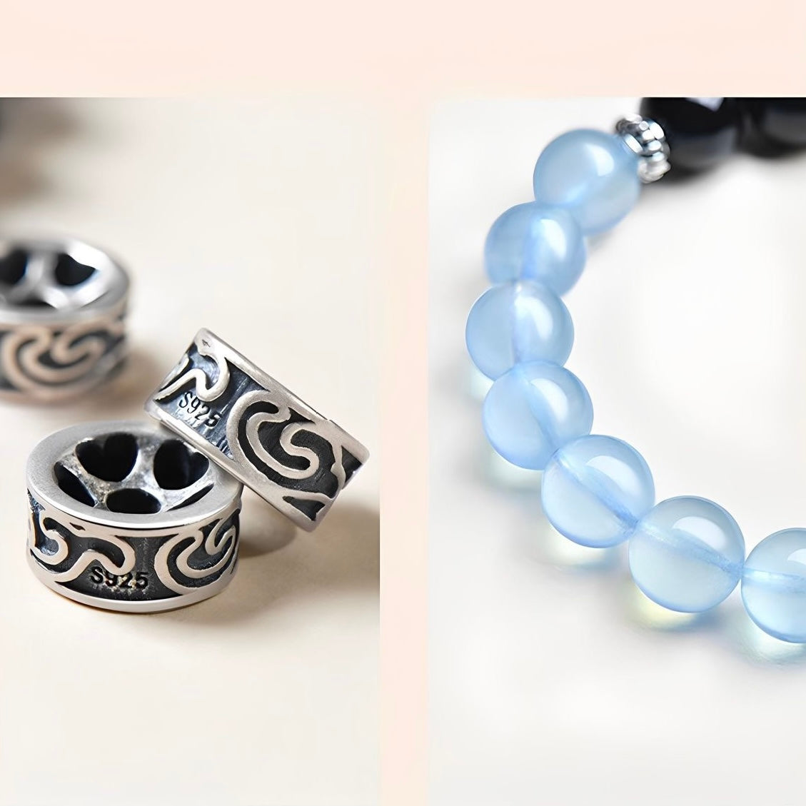 Obsidian Aquamarine Wisdom Bracelet