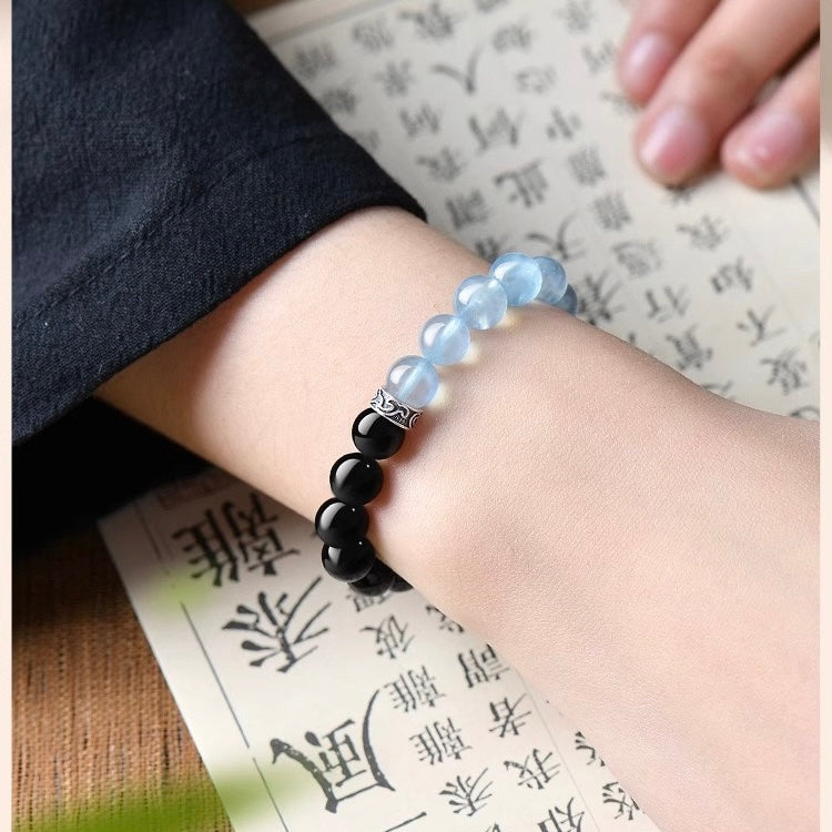Obsidian Aquamarine Wisdom Bracelet