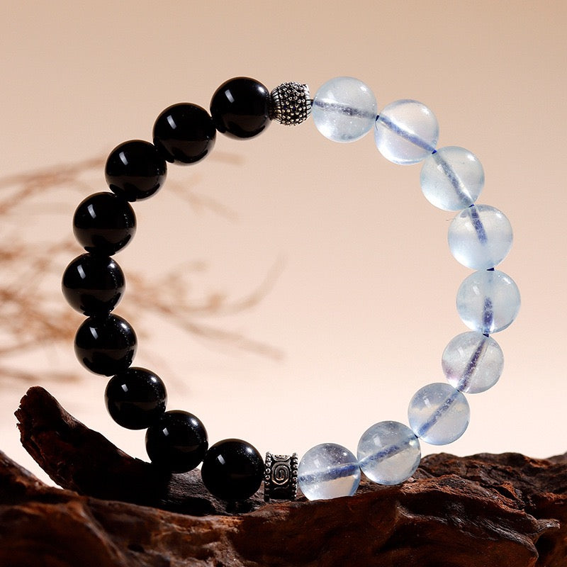 Obsidian Aquamarine Wisdom Bracelet