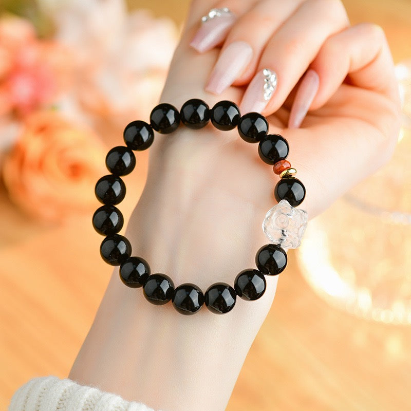 Obsidian Lion Dance Protection Bracelet