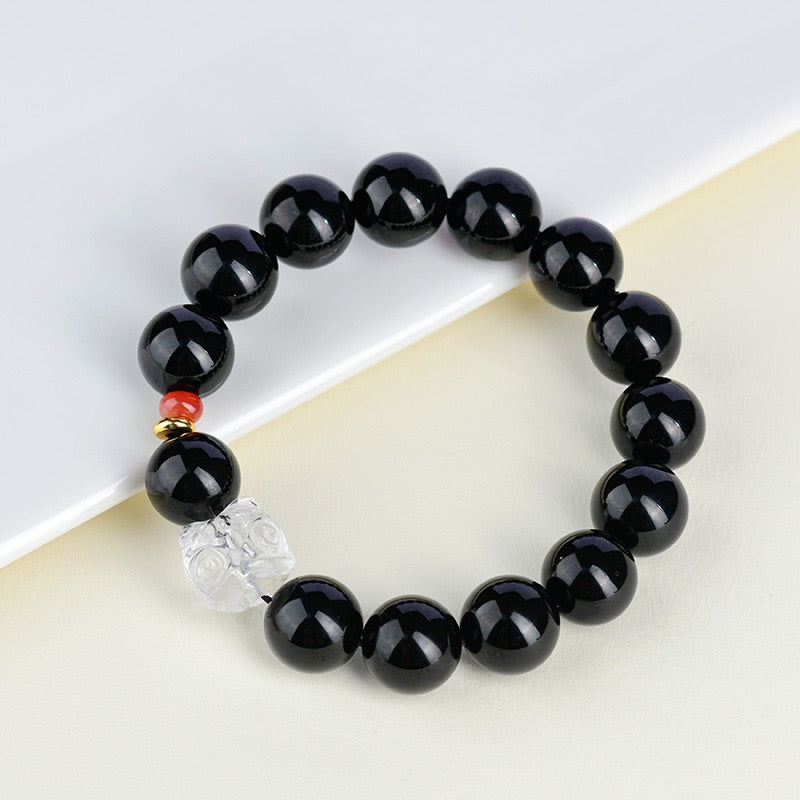 Obsidian Lion Dance Protection Bracelet