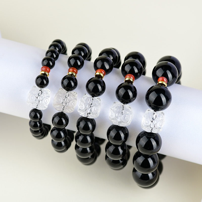 Obsidian Lion Dance Protection Bracelet