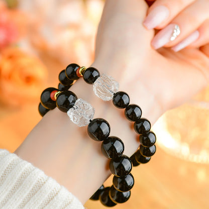 Obsidian Lion Dance Protection Bracelet
