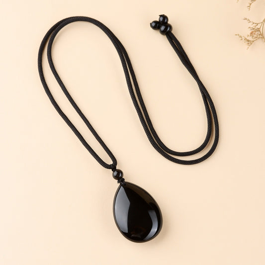 Obsidian Teardrop Protection Pendant