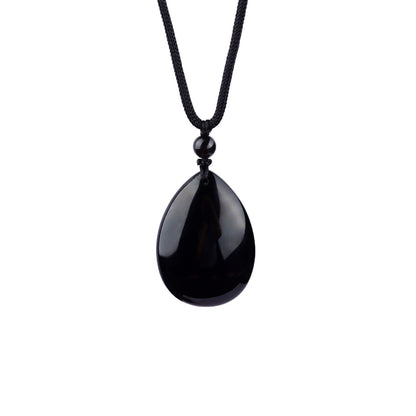 Obsidian Teardrop Protection Pendant