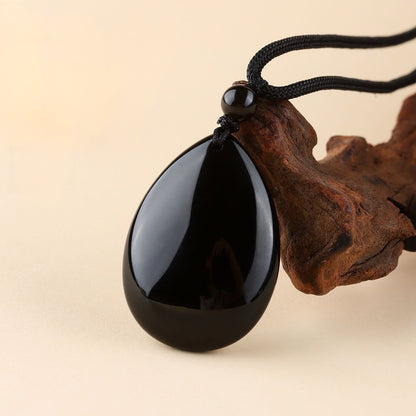 Obsidian Teardrop Protection Pendant