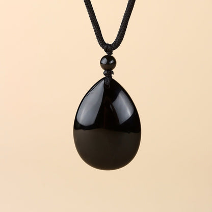 Obsidian Teardrop Protection Pendant