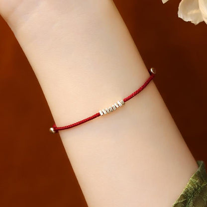 Peaceful Blessing Woven Silver Bead Bracelet