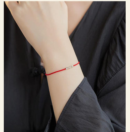 Peaceful Blessing Woven Silver Bead Bracelet