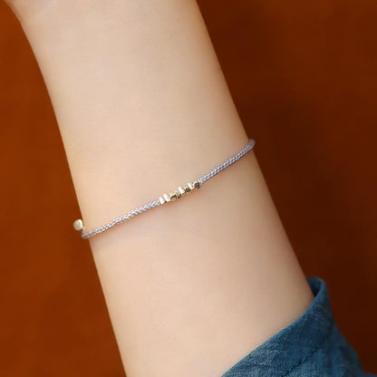 Peaceful Blessing Woven Silver Bead Bracelet