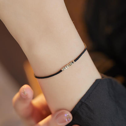 Peaceful Blessing Woven Silver Bead Bracelet