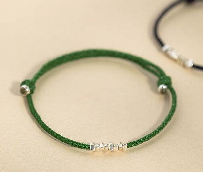 Peaceful Blessing Woven Silver Bead Bracelet