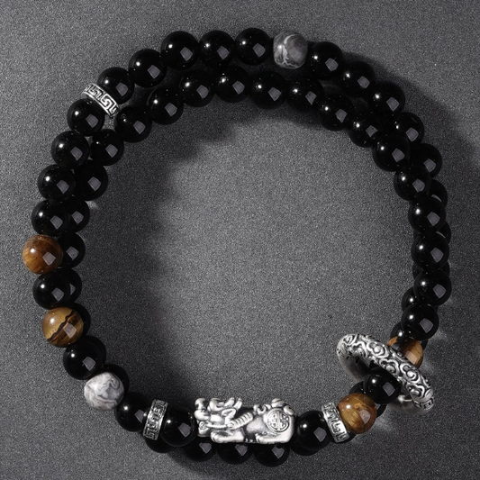 Fortune & Karma Pixiu Obsidian Tiger Eye Wealth Bracelet
