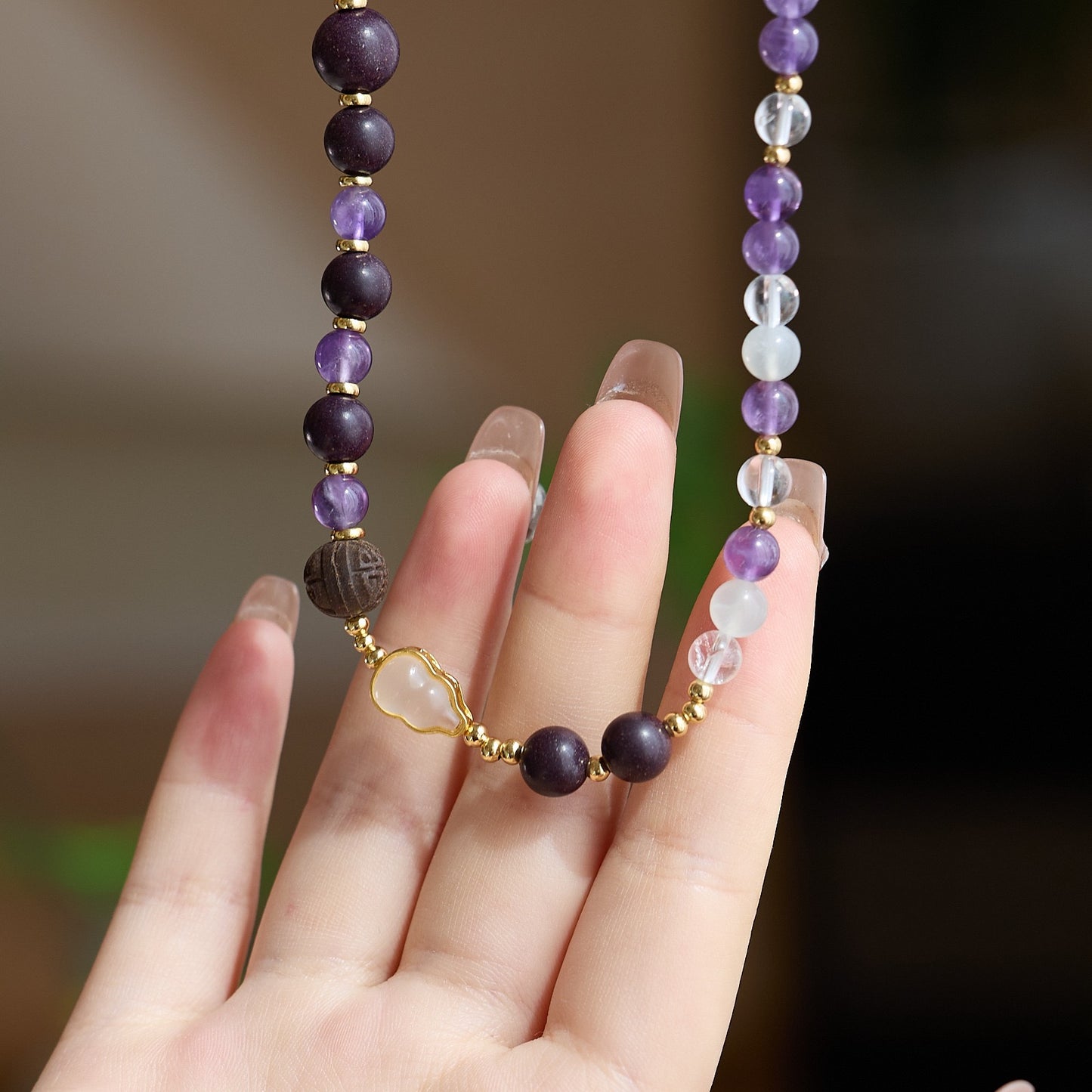 Purple Aura Amethyst Convertible Necklace Bracelet
