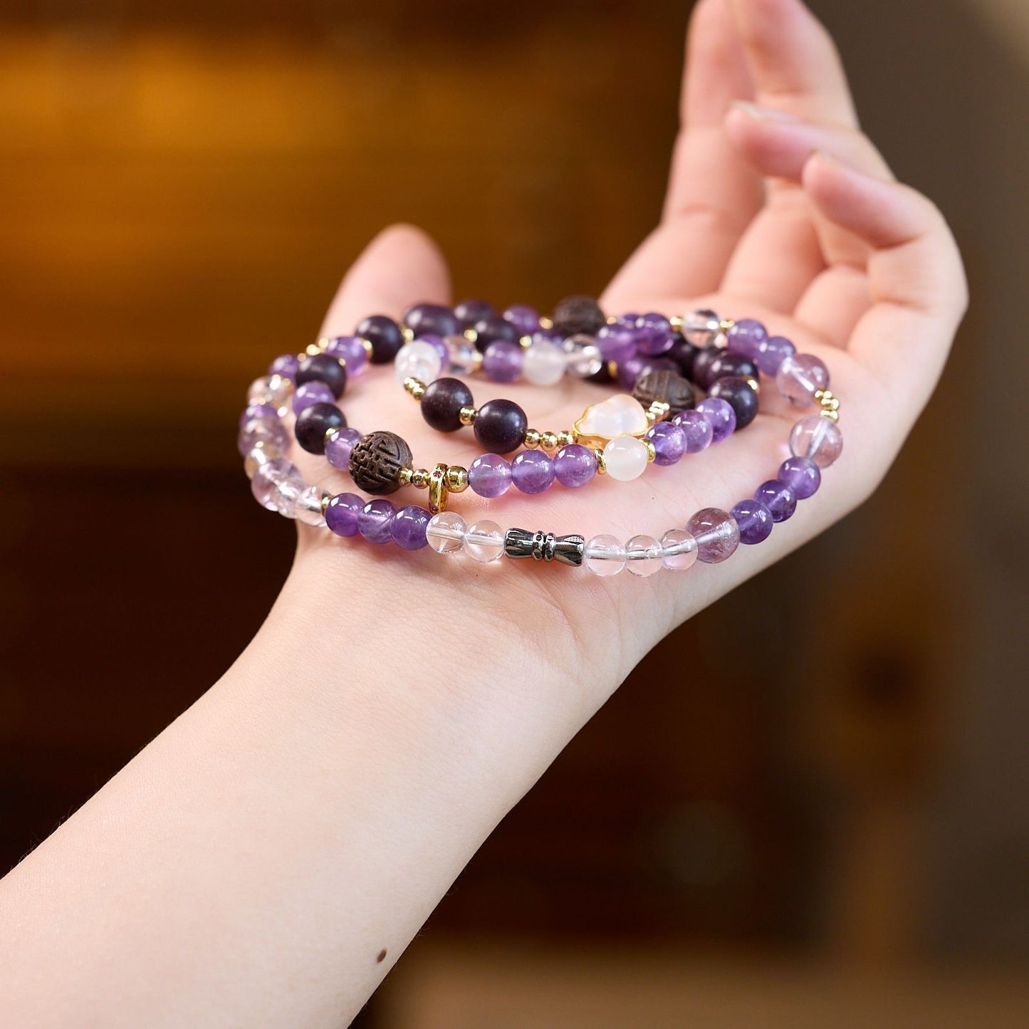 Purple Aura Amethyst Convertible Necklace Bracelet