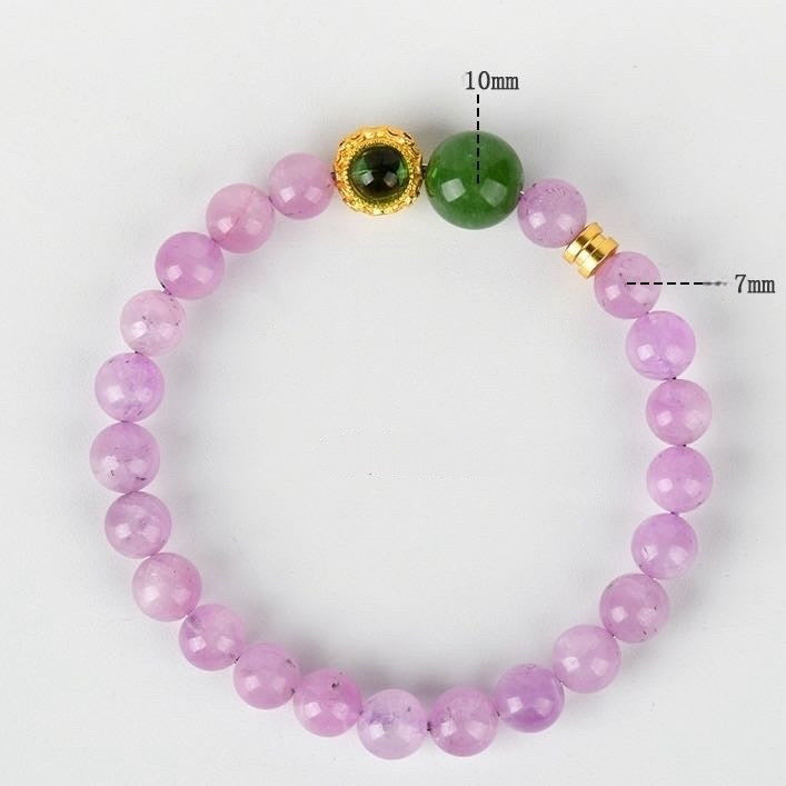 Purple Spodumene Green Chalcedony Bracelet
