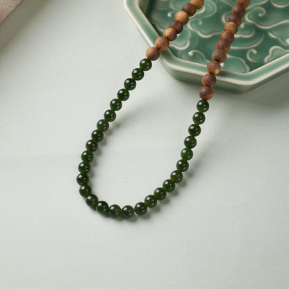 Qinan Agarwood Hetian Jade Pixiu Necklace