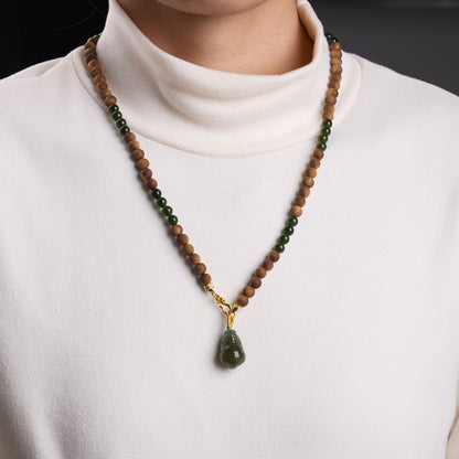 Qinan Agarwood Hetian Jade Pixiu Necklace