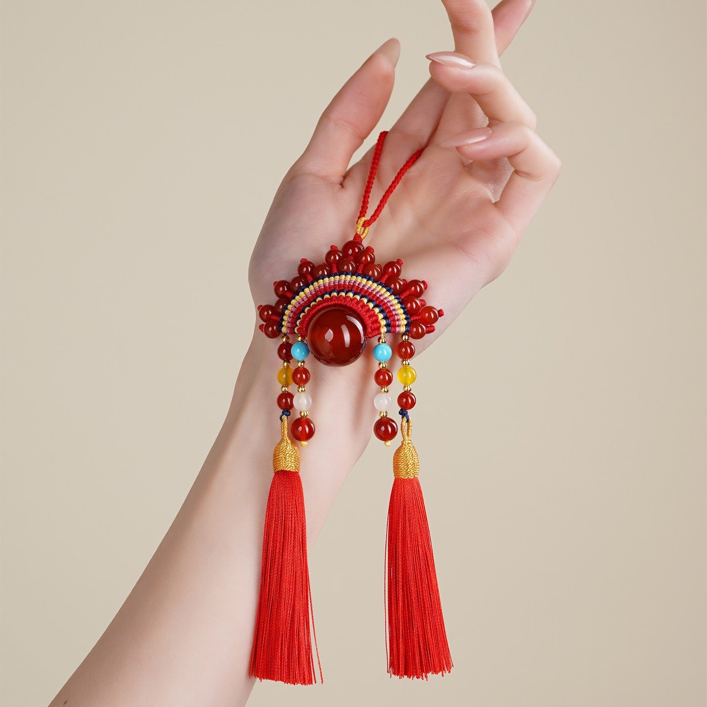 Red Agate Phoenix Crown Charm