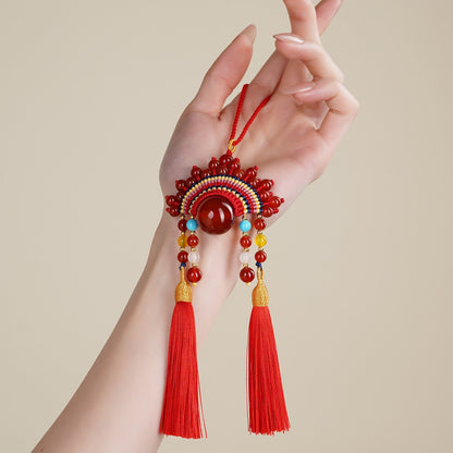 Red Agate Phoenix Crown Charm