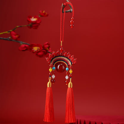 Red Agate Phoenix Crown Charm