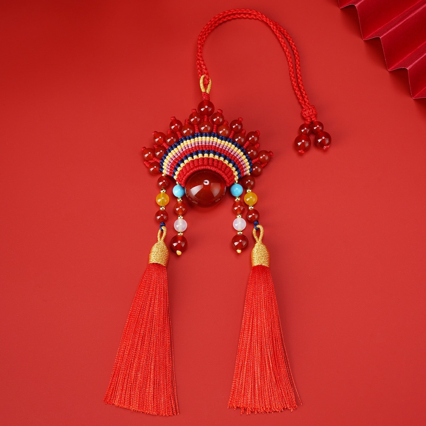 Red Agate Phoenix Crown Charm