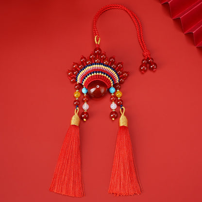 Red Agate Phoenix Crown Charm